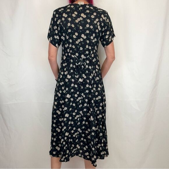 Vinita Women's Floral Button Front Dress VTG Vintage M Med Medium Blue Collared - Picture 2 of 15